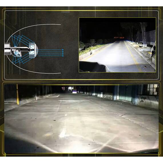 Set 2 x Becuri auto LED H11, canbus, lupa, 400W/set - 2- Roveli