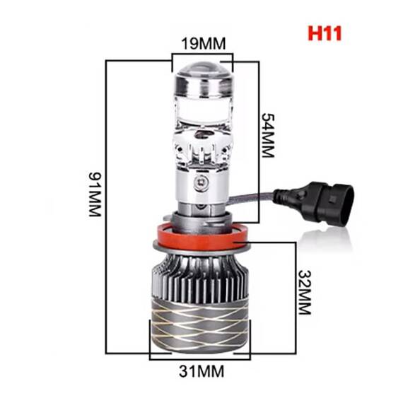 Set 2 x Becuri auto LED H11, canbus, lupa, 400W/set - 4- Roveli