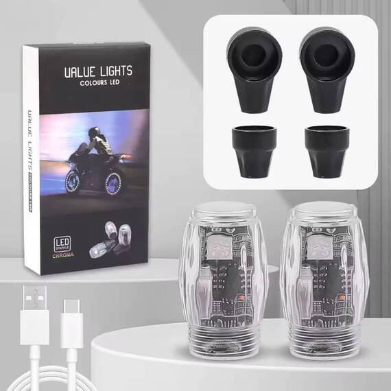 Set 2 Becuri LED ornamentale pentru roti, USB, RGB - 11- Roveli
