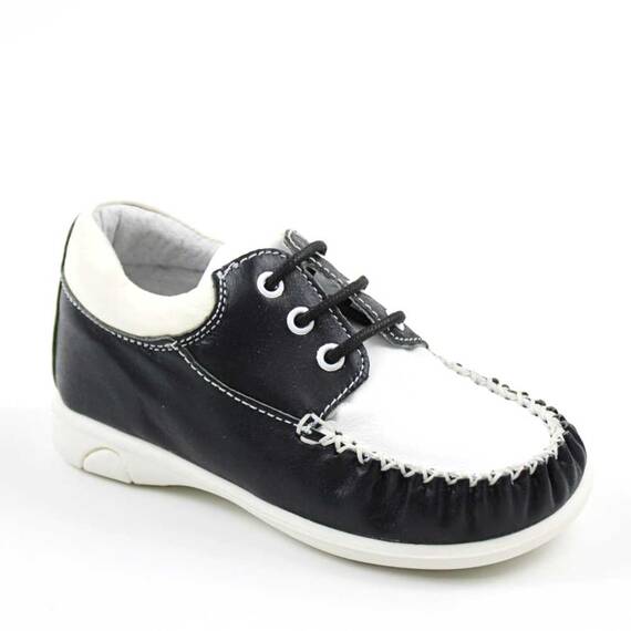 Pantofi " PRIMII PASI ", din piele naturala , moi si usori 370-BLEUMARIN/ALB, Culoare (12): Alb, Bleumarin, Marime (12): 22 - - Roveli