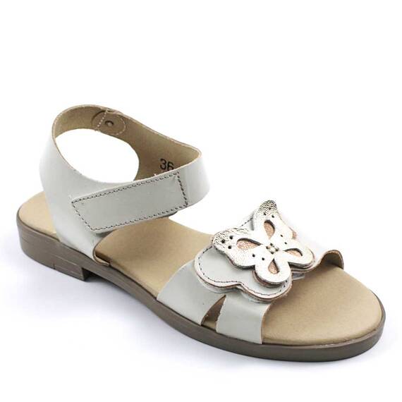 ​Sandale usoare de dama , din piele naturala , cu talpa joasa 3263-CREM/CREM, Marime (12): 39 - - Roveli