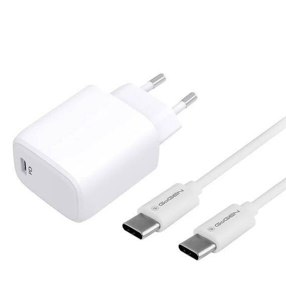 Incarcator de retea GoGEN ACHPD 120, 20W/3A, cablu USB-C/USB-C, 1 metru, alb - - Roveli