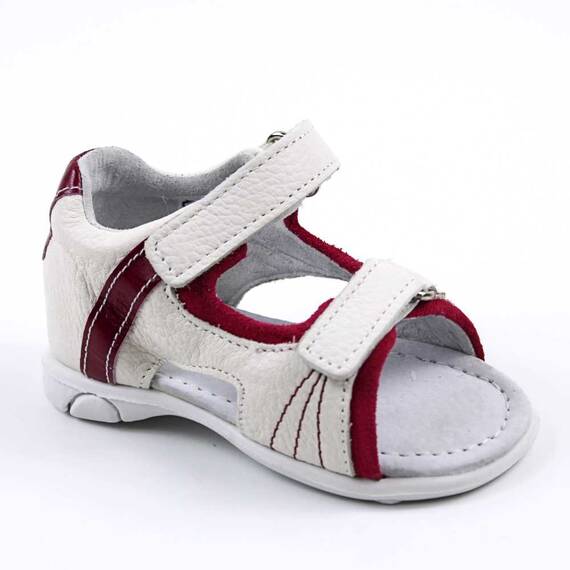 Sandale pentru copii , PRIMII PASI , din piele naturala , gama OUTLET 3235-ALB/FUCSIA, Culoare (12): Alb, Fucsia, Marime (12): 21 - - Roveli