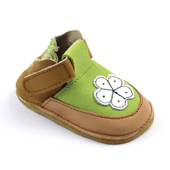 Botosei din piele naturala , pentru bebelusi 3268-BEJ/OLIV/1, Marime (12): 19 - - Roveli