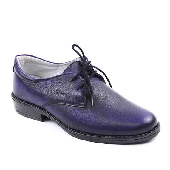 Pantofi unisex , pentru copii , din piele naturala 3194-MOV/NEGRU/X, Marime (12): 35 - - Roveli