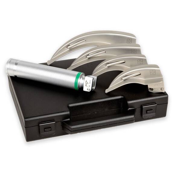 Set laringoscop GIMA GREEN F.O - LED cu 4 lame MC-INTOSH 1-2-3-4 - 3.5V - - Roveli
