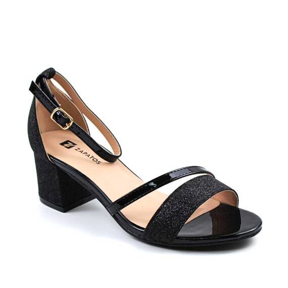 ​Sandale dama , elegante cu reflexii stralucitoare AG-603-BLACK, Culoare (12): Negru, Marime (12): 36 - - Roveli