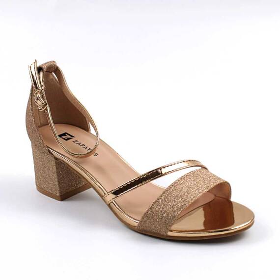 ​Sandale dama , elegante cu reflexii stralucitoare AG-603-ROSE/GOLD, Culoare (12): Auriu, Marime (12): 35 - - Roveli
