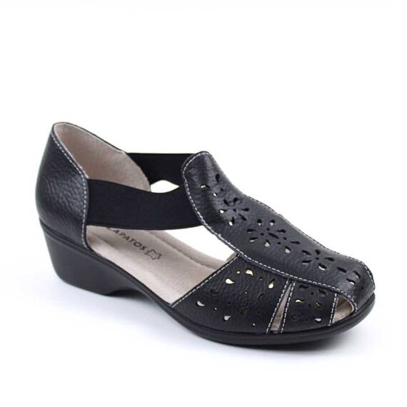 Sandale usoare de dama , din piele naturala , cu perforatii  LBS009-1-BLACK, Culoare (12): Negru, Marime (12): 40 - - Roveli