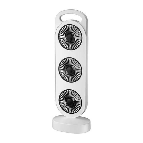 Ventilator de birou portabil cu 3 capete, reincarcabil prin USB : Culoare - portocaliu, Culoare (tm): negru - - Roveli