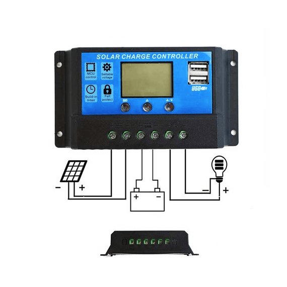 Controller tensiune panou solar cu LCD, 30A, 12/24V, USB - 5- Roveli
