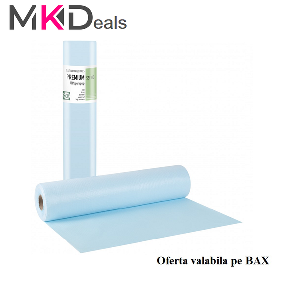 ​Oferta ​Rola cearceaf hartie impermeabila ALBASTRA 50 X 50 - - Roveli