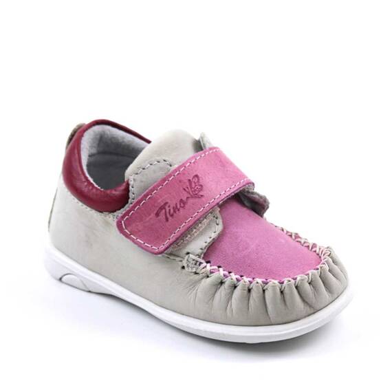 Pantofi " PRIMII PASI ", din piele naturala , moi si usori 369-ALB/FUCSIA, Culoare (12): Roz, Marime (12): 21 - - Roveli