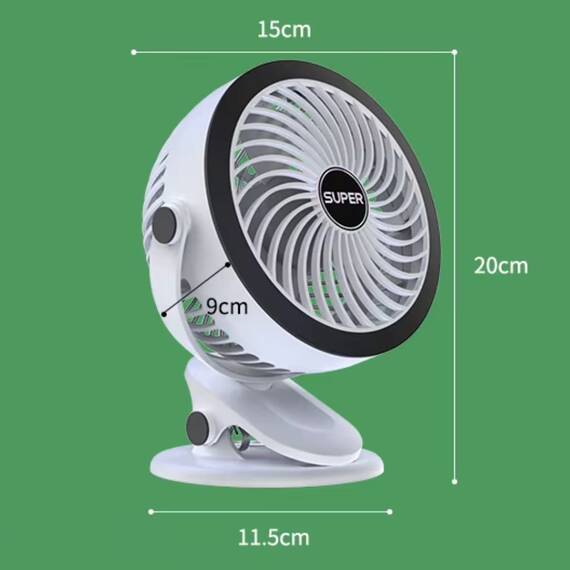 Ventilator de birou cu clips F200, USB, reglabil, 3W, 2000mAh - 6- Roveli