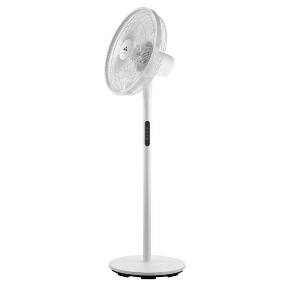Ventilator cu picior ETA Breezo 460790000, design de lux, 60 W, 45 cm, 4 viteze, 5 palete, oscilatie, temporizator, LED, telecomanda, alb - - Roveli