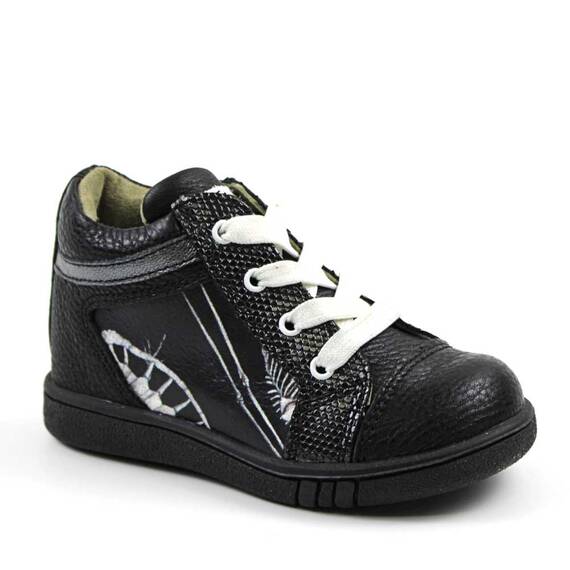Ghete sport pentru copii , din piele naturala 3234-NEGRU/MULTICOLOR/11, Culoare (12): Negru, Marime (12): 24 - - Roveli