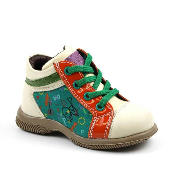 Ghete sport pentru copii , din piele naturala  3234-BEJ/VERDE/1, Marime (12): 24 - - Roveli