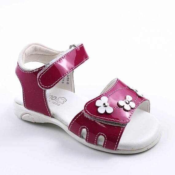 Sandale din piele naturala , lacuita , pentru fetite , cu flori 1833-FUCSIA/FUCSIA/X, Culoare (12): Fucsia, Marime (12): 26 - - Roveli