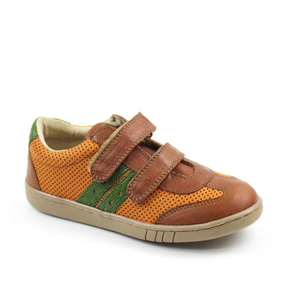 Pantofi sport , pentru copii , din piele naturala , cu talpa cusuta 3229-MARO/PORTOCALIU, Marime (12): 31 - - Roveli