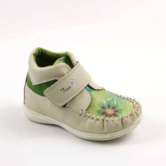 Ghete usoare pentru copii , din piele naturala  2907-BEJ/VERDE/2, Culoare (12): Bej, Verde, Marime (12): 24 - - Roveli