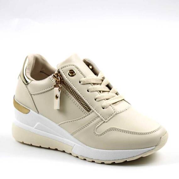 ​Sneakers casual de dama, cu platforma si accente aurii CFD-112-BEIGE, Culoare (12): Bej, Marime (12): 41 - - Roveli