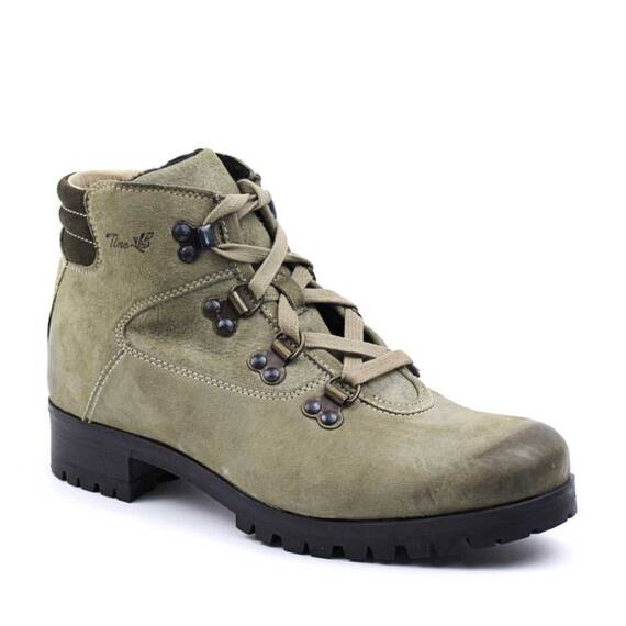 Ghete captusite , de dama , din piele naturala , cu toc mic 2121-KAKI/BOX, Culoare (12): Kaki, Marime (12): 37** - - Roveli