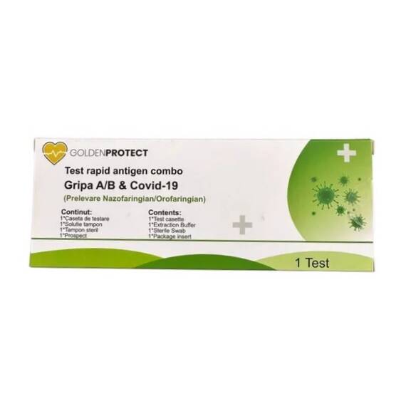 Test rapid combo 2 in 1, Gripa A/B + Covid 19 - prelevare orofaringian si nazofaringian - - Roveli