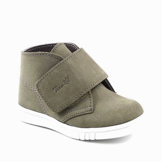 Ghete usoare , pentru copii , din piele naturala intoarsa , cu talpa groasa 3200-OLIVE/ALB, Culoare (12): Olive, Marime (12): 26 - - Roveli