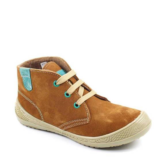 Ghete usoare " BAREFOOT " , pentru copii , din piele naturala 3236-COGNAC, Culoare (12): Camel, Marime (12): 31 - - Roveli