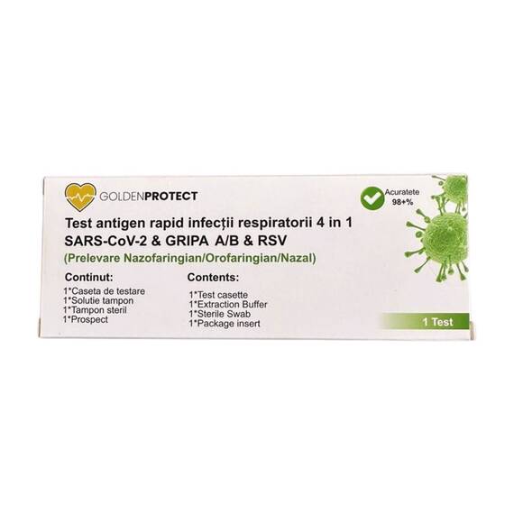 Test rapid combo 3 in 1, Gripa A/B + Covid 19 + RSV, prelevare orofaringian, nazofaringian si nazal - - Roveli