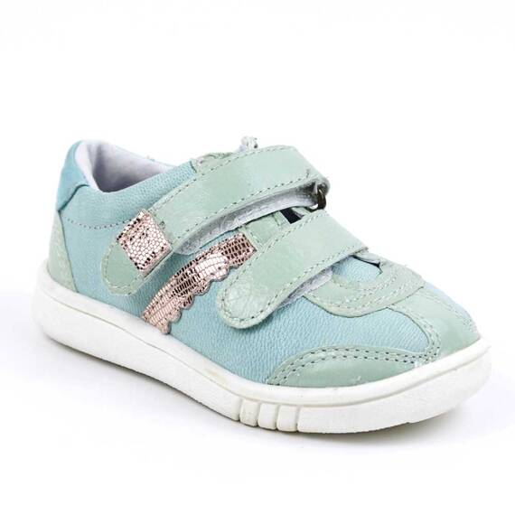 Pantofi sport , pentru copii , din piele naturala , PRIMII PASI  1839-TURCOAZ, Culoare (12): Bleu, Marime (12): 22 - - Roveli