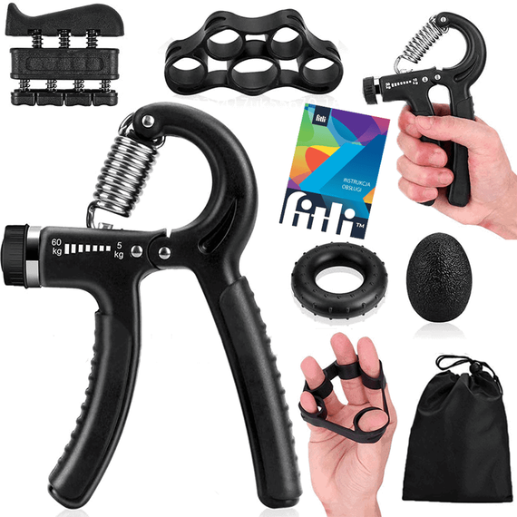 Set 5in1, Flexor Grip maini reglabil 5-60 kg, ajustabil, portabil, pentru intarirea fortei mainilor - 4- Roveli