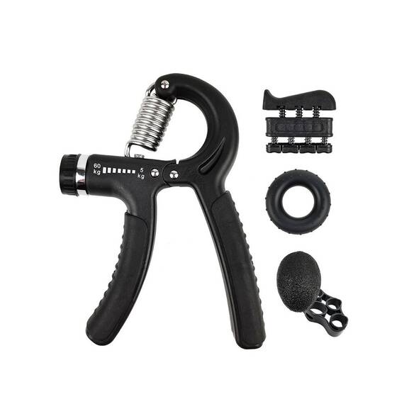 Set 5in1, Flexor Grip maini reglabil 5-60 kg, ajustabil, portabil, pentru intarirea fortei mainilor - 5- Roveli