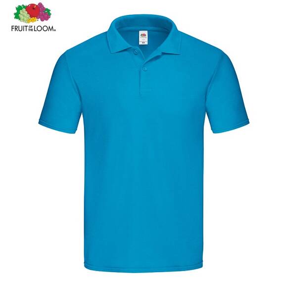 Tricou Bumbac Original Polo Fruit of the Loom - Azure Blue 185gr, Marime (217): S, Culoare (217): Albastru - - Roveli
