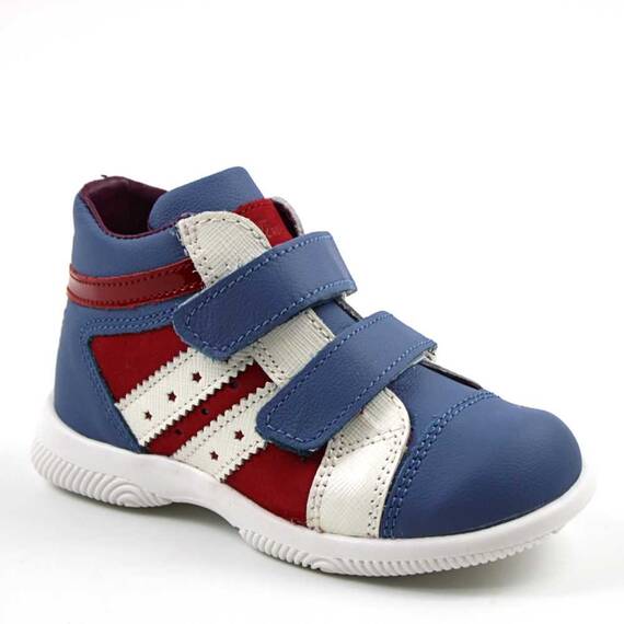 Ghete sport pentru copii , din piele naturala 3237-BLEU/ROSU, Culoare (12): Bleu, Marime (12): 26 - - Roveli