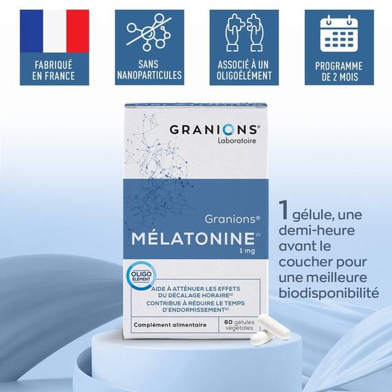Melatonina 1mg, 60 capsule vegetale- Granions Franta - 4- Roveli