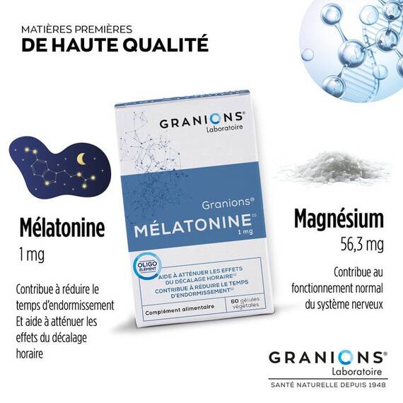 Melatonina 1mg, 60 capsule vegetale- Granions Franta - 5- Roveli