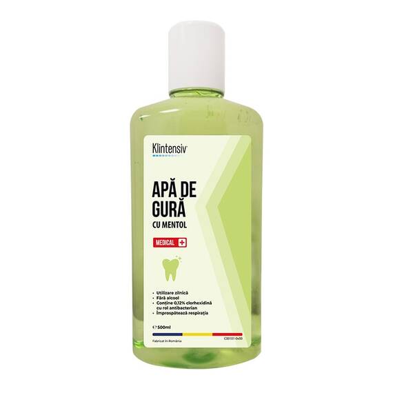 Apă de gură mentolată cu clorhexidină, 500 ml KLINTENSIV - - Roveli