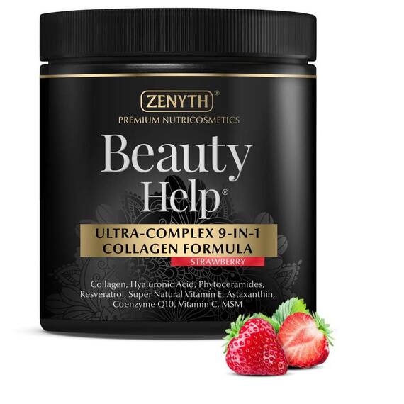 Ultra-Complex 9-in-1 Collagen Formula cu aroma de capsuni Beauty Help, 300 g, Zenyth - - Roveli