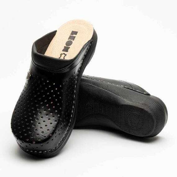 Saboti medicali, unisex, din piele, negru, Leon PU100, Marime (217): 38 - 4- Roveli