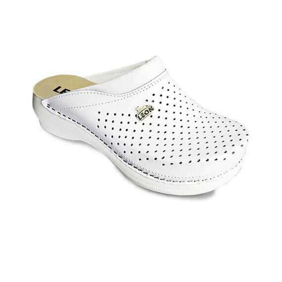 Saboti medicali, unisex, din piele, alb, Leon PU100, Marime (217): 45 - 7- Roveli
