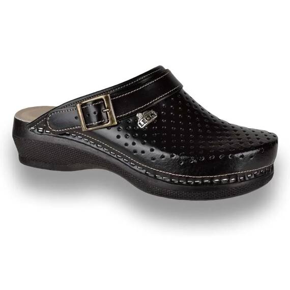 Saboti medicali, unisex, din piele perforata, negru, Leon PU101, Marime (217): 40 - - Roveli