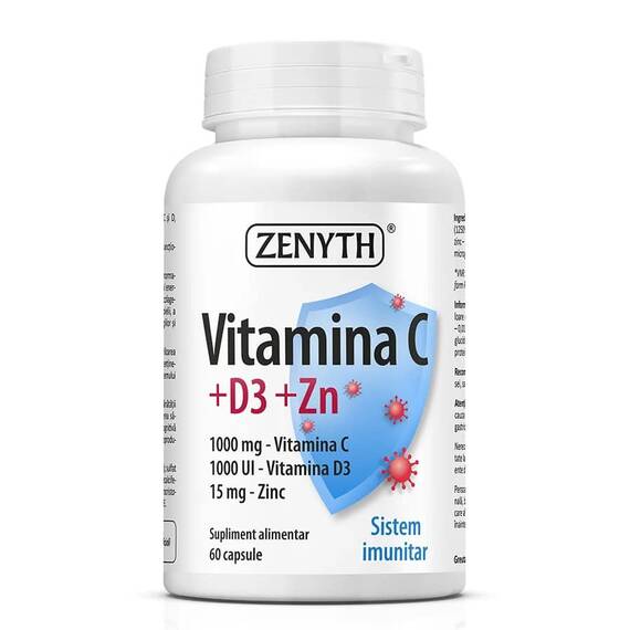 Vitamina C+D3+Zn – 60 capsule vegetale – Zenyth - - Roveli