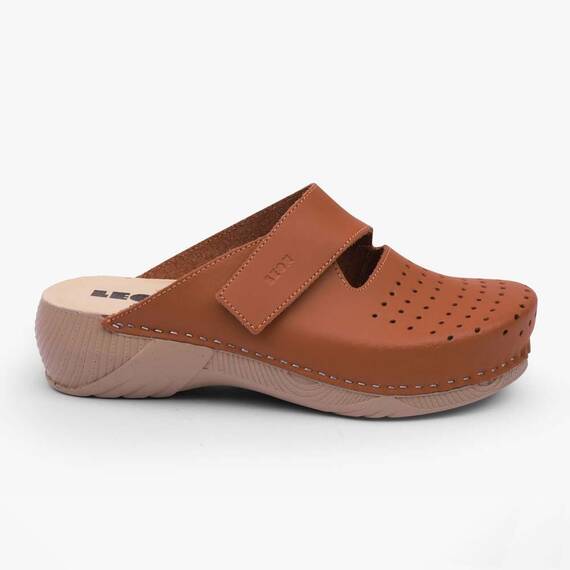 Saboti medicali, de dama, din piele, Leon 3500 Bakkar, maro mat - 3- Roveli