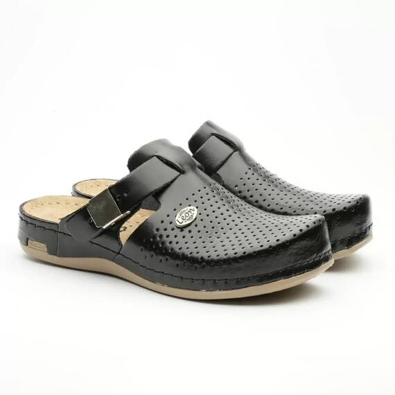 Saboti medicali, de dama, din piele, negru, Leon 950 - - Roveli