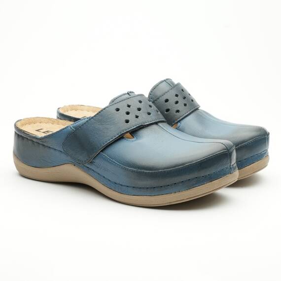 Saboti medicali, de dama, din piele, bleumarin, Leon 902 - - Roveli