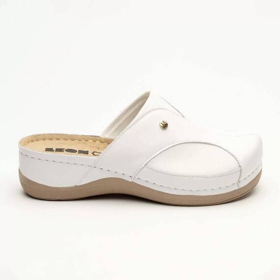 Saboti medicali, de dama, din piele, alb, Leon 912 - 3- Roveli