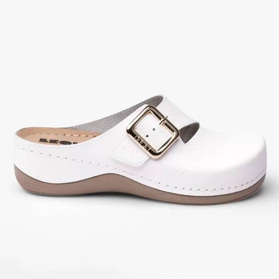 Saboti medicali Leon 933 Bakkar, de dama, din piele, alb mat - 3- Roveli