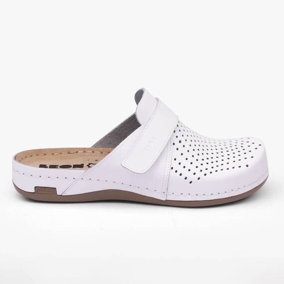 Saboti medicali Leon 970 Bakkar, de dama, din piele, alb mat - 3- Roveli