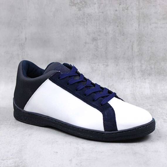 Pantofi  casual , sport , barbatesti , din piele naturala  7192-BLEUMARIN/ALB - - Roveli